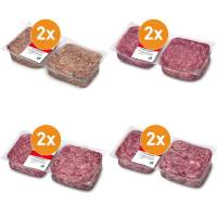 FrostFutter Basis BARF Hundefutter Paket mit 4 verschiedenen Frostfleisch-Produkten